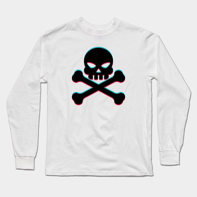 TikTok skull danger emoji smiley Black Long Sleeve T-Shirt by ThingyDilly